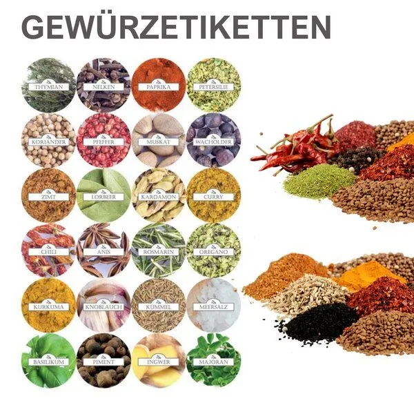 mikken mikken 12 Gewürzgläser 190 ml schwarz mit Deckel und 24 Gewürzetiketten – Produktbild 6 von 6
