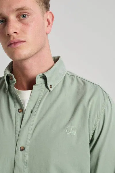 Trendsplant Trendsplant Postiguet Pigment Dyed Twill Shirt Eucaliptus, Grün, – Produktbild 3 von 4