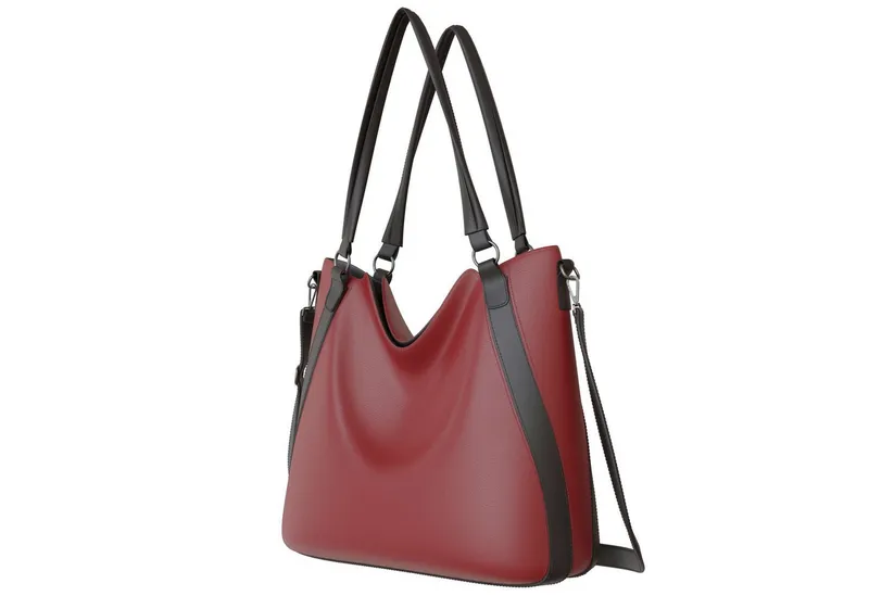KMISSO Umhängetasche Damen Vegane Shopper Tasche Hobo Bag Umhänge Tasche Veganes Leder 3067 (1-tlg), im eleganten Look, Rot, – Produktbild 2 von 4
