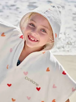 Vertbaudet Kinder Badeponcho HERZEN personalisierbar – Produktbild 1 von 1