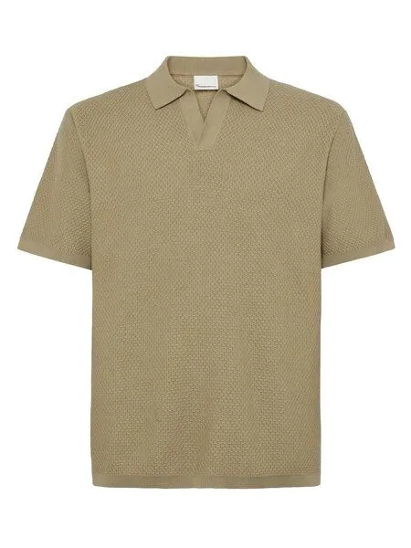 KnowledgeCotton Apparel KnowledgeCotton Apparel Lockeres gestricktes Poloshirt aus Bio-Baumwolle, Grün-twill, – Produktbild 1 von 3