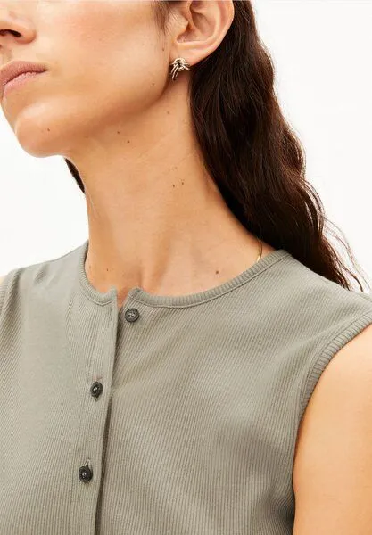 ARMEDANGELS ARMEDANGELS RIB BUTTON Damen Top aus Bio-Baumwoll Mix, Light sage, – Produktbild 5 von 5