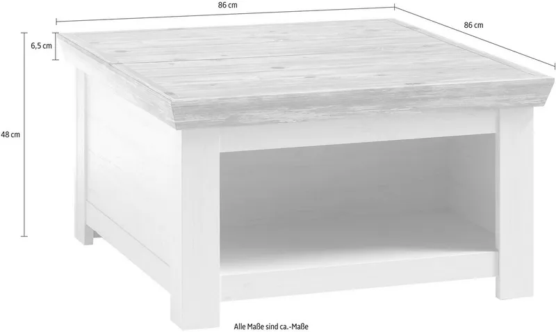 Home affaire Couchtisch Florenz, Breite ca. 86 cm, Weiß, – Produktbild 3 von 4