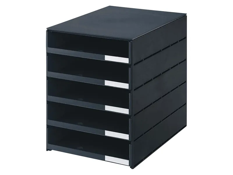 styro styro Styroval pro Box mit 5 Schubladen offen, oeko-schwarz – Produktbild 1 von 1