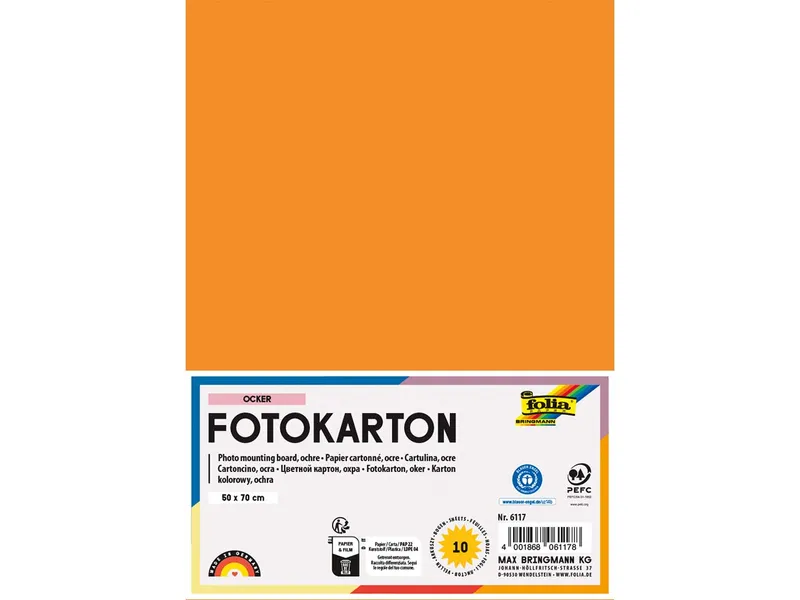folia folia Fotokarton, 300 g/m², 50 x 70 cm, 10 Bogen, ocker – Produktbild 1 von 1