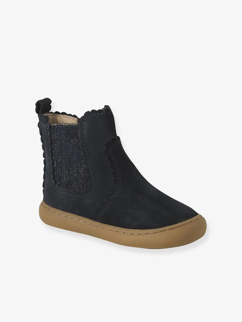Vertbaudet Vertbaudet Baby Chelsea-Boots aus Leder mit Reißverschluss, Marine, – Produktbild 1 von 4