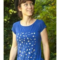 päfjes päfjes Goldene Blüten & Blätter - Fair gehandeltes Frauen T-Shirt mit TENCEL Lyocell, Blau, – Produktbild 1 von 1