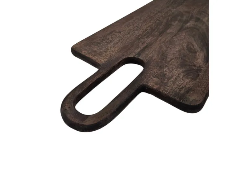 Meinposten Servierbrett Holzbrett Schneidebrett braun 55x25 Dekobrett Kerzenbrett Mangoholz, Mangoholz, mit Griff, Braun, – Produktbild 4 von 5