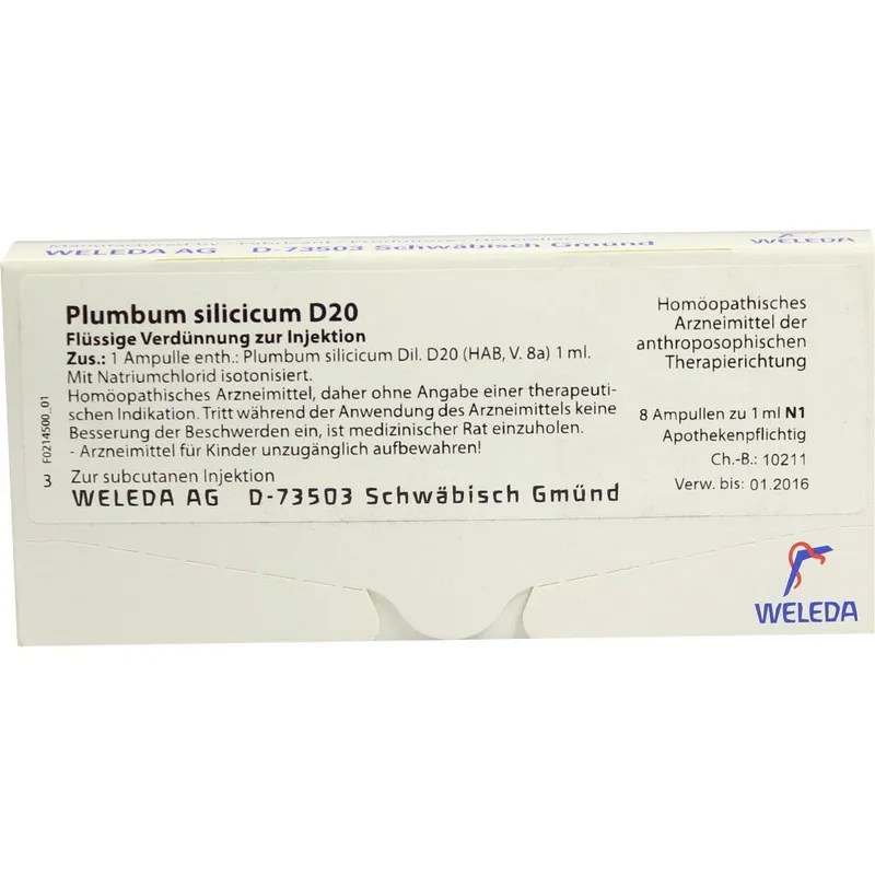 Weleda WELEDA PLUMBUM SILICICUM D 20 Ampullen 8X1 ml Ampullen – Produktbild 1 von 1