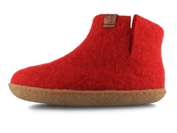 WoolFit WoolFit Kinder-Hausschuhe Hüttenschuhe aus 100% Wolle, Rot, – Produktbild 3 von 3