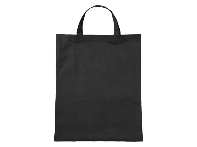 Baumwoll-Tragetaschen, schwarz 38x42 cm mit zwei kurzen Henkeln – Produktbild 1 von 2
