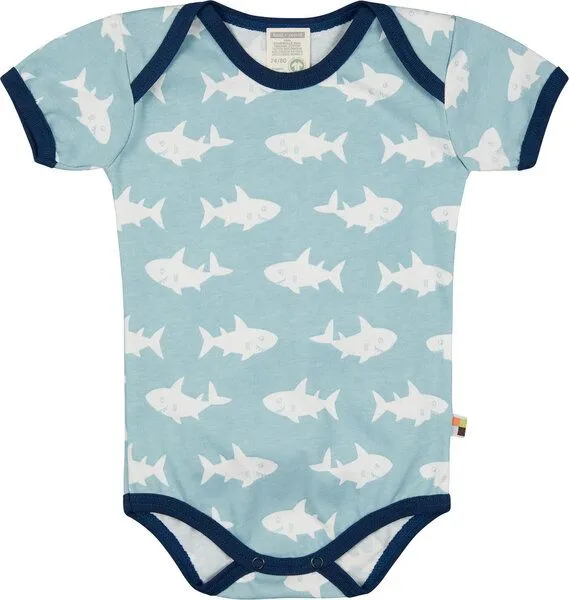 loud + proud loud + proud Baby Body Kurzarm, GOTS-zertifiziert, Blau (hai), – Produktbild 1 von 1