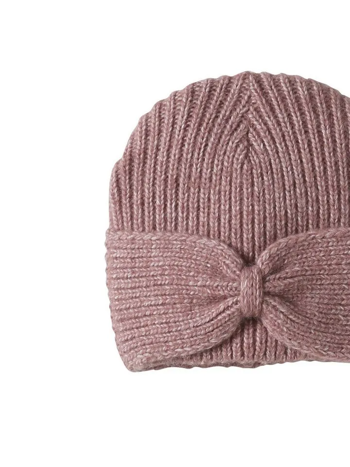 Vertbaudet Vertbaudet Beanie Mädchen Mütze aus Rippenstrick, Zierschleife, Rosa, – Produktbild 3 von 3