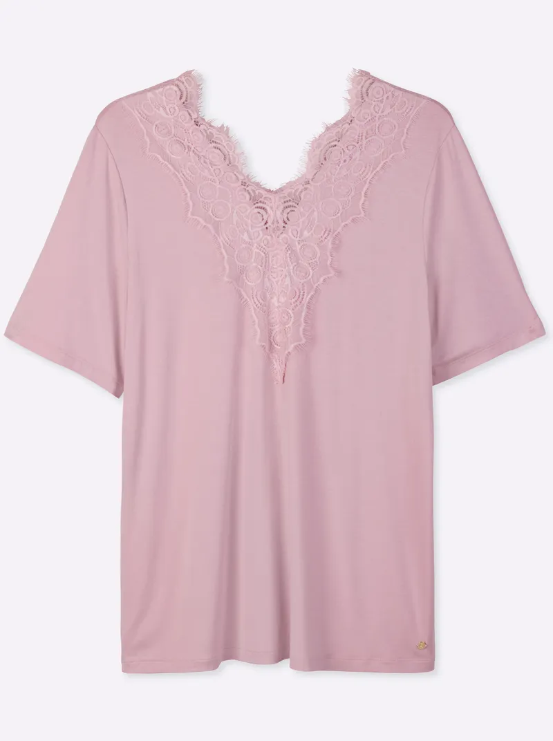 sheego Spitzenshirt, Rosé, – Produktbild 1 von 2