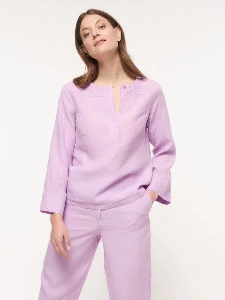 LANIUS LANIUS 3/4 Arm Bluse aus Bio-Leinen, Light lilac, – Produktbild 1 von 4