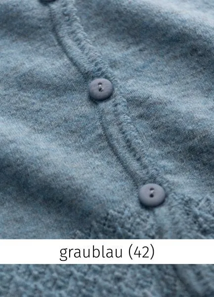 Heidekönigin Heidekönigin Strickjacke mit Ajourkante - GOTS, Graublau, – Produktbild 2 von 3