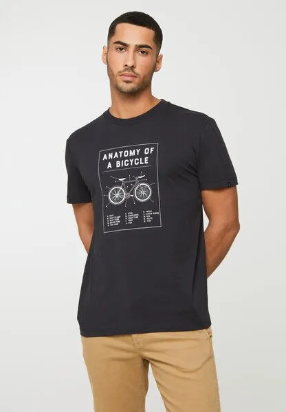 recolution Herren T-Shirt aus Bio-Baumwolle - AGAVE BIKE ANATOMY - recolution, Black (schwarz), – Produktbild 1 von 3