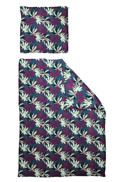 Nature by Adam Nature by Adam Bettwäsche 2tlg aus 100% Bio-Baumwolle - Made in Germany - Jungle, Lila-blau, – Produktbild 3 von 4