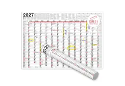 TOBJA Wandkalender Wandkalender 2027 XXL B1 Gerollt 70x100 cm Jahresplaner, 14 Monate, Ferien DE/AT, KW, FSC, gerollt – Produktbild 1 von 1