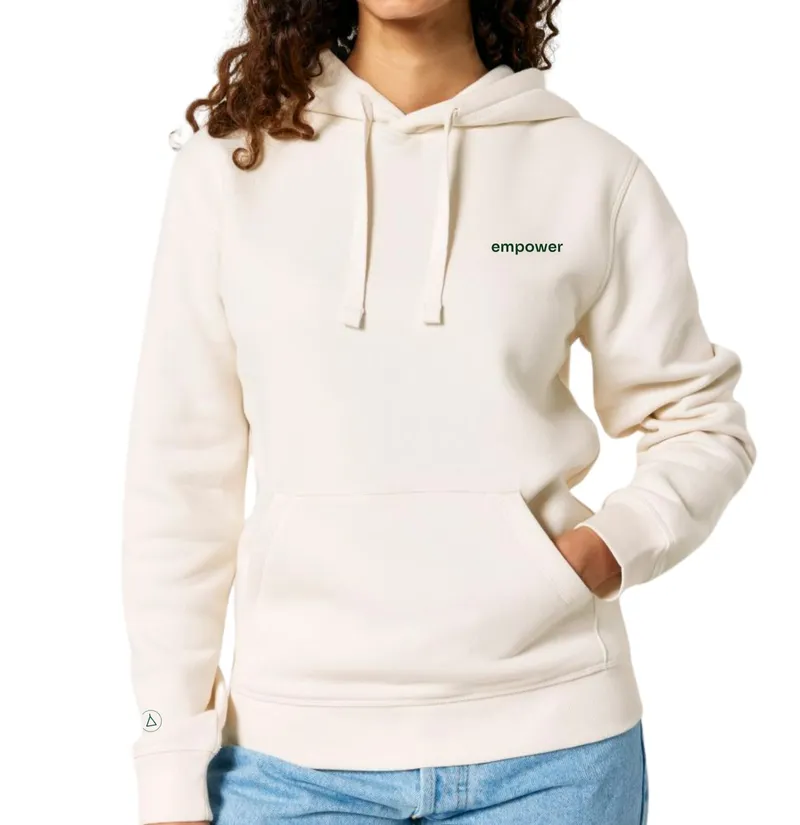 Inaska Inaska Damen vegan Hoodie Unisex Empower Vintage Weiß Dunkelgrün, Weiß, – Produktbild 2 von 2
