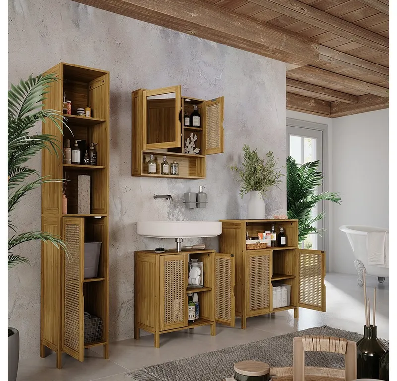 Vicco Waschbeckenunterschrank Liora, Bambus, 48 x 60 cm (1-St), Braun, – Produktbild 5 von 5