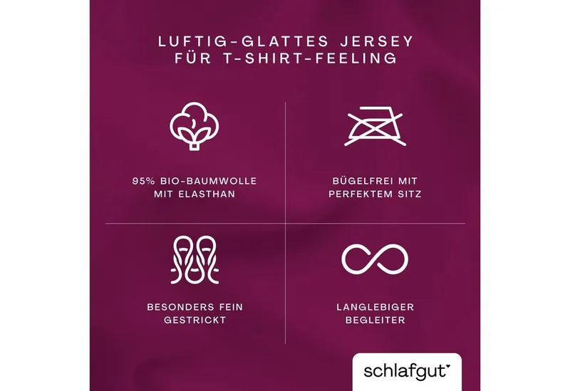 Schlafgut Schlafgut Bettbezug Premium Bettbezug Knitted Jersey (1 St), (1 St), Ton-in-Ton Reißverschluss, Bio-Baumwolle mit Elasthan, Uni, OEKO Tex, Lila, – Produktbild 5 von 5