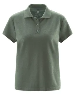 HempAge Hempage Damen vegan Polohemd Moosgrün – Produktbild 1 von 1