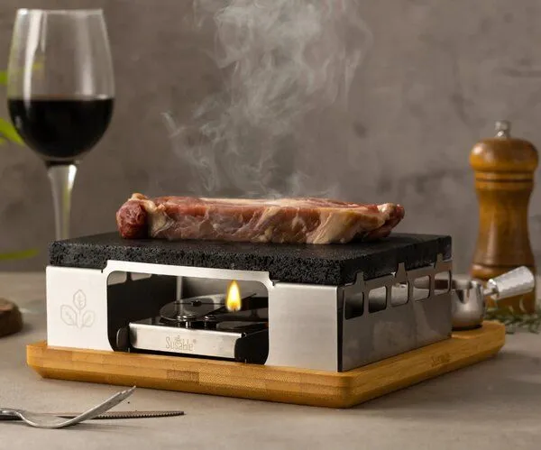 Susable Susable PFAS-Frei Raclette Mini Grill Set mit Lava Stein 2 Soßen-Töpfe – Produktbild 4 von 6