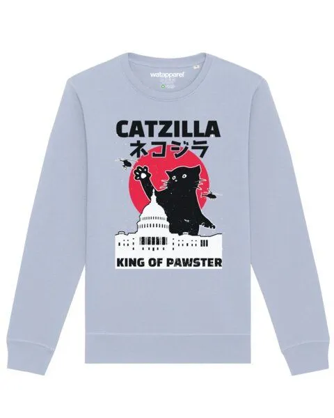 watapparel watapparel Sweatshirt Unisex Catzilla, Serene blue, – Produktbild 1 von 4