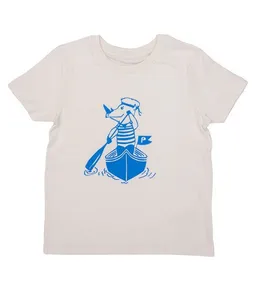 päfjes päfjes Nils Nashorn im Ruderboot - Kinder Shirt - fair gehandelt - Bio - Natur/Blau – Produktbild 1 von 1
