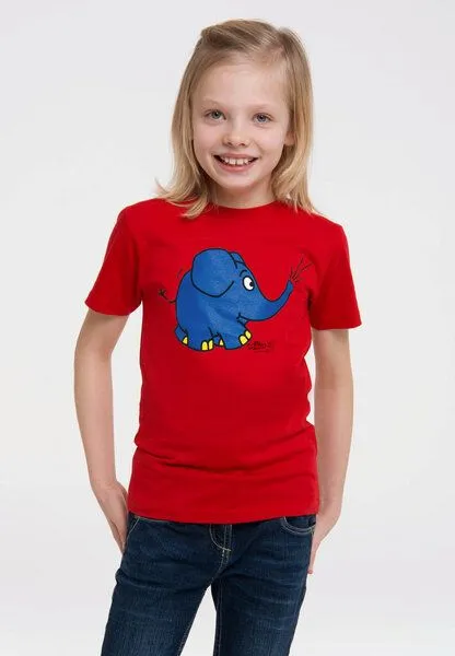 LOGOSH!RT LOGOSH!RT - Die Sendung mit der Maus - Elefant - Törö - Bio T-Shirt Print, Rot, – Produktbild 4 von 4