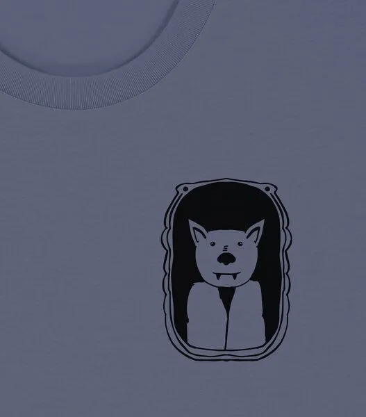 päfjes päfjes Der Graf / Vampir Fledermaus im Bilderrahmen - Unisex Männer T-Shirt Bio & Fair, Blue grey (blau), – Produktbild 4 von 4
