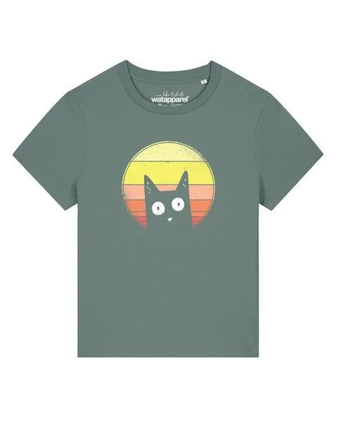 watapparel watapparel T-Shirt Frauen Sunset Cat, Green bay, – Produktbild 1 von 2