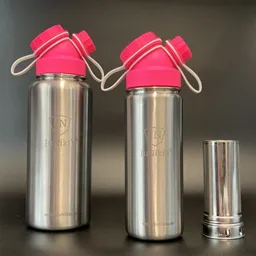 JN JuNiki's JN JuNiki's Set JuNiki´s® eco line isolierte Edelstahl Trinkflaschen 550ml + 1 L Pink/Weiss + Teefilter – Produktbild 1 von 1