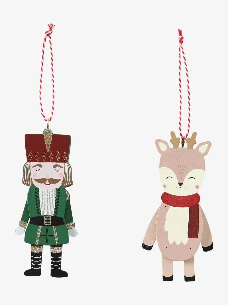 Vertbaudet 2er-Set weihnachtliche Dekofiguren aus Holz NUSSKNACKER, Grün, – Produktbild 2 von 3