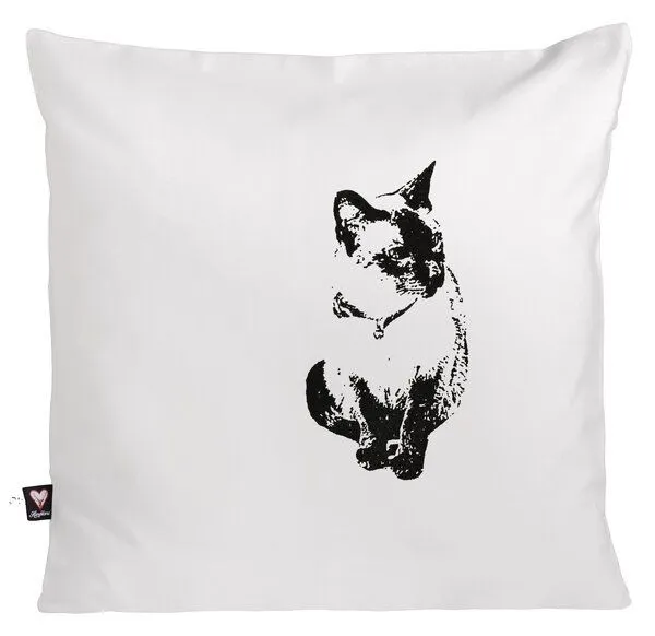 Hirschkind Hirschkind Bio-Kissenbezug 'Katze' weiß, 40*40cm – Produktbild 1 von 3