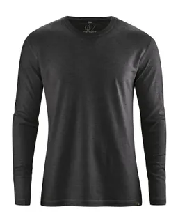 HempAge Hempage Herren vegan Langarmshirt Basic Schwarz – Produktbild 1 von 1
