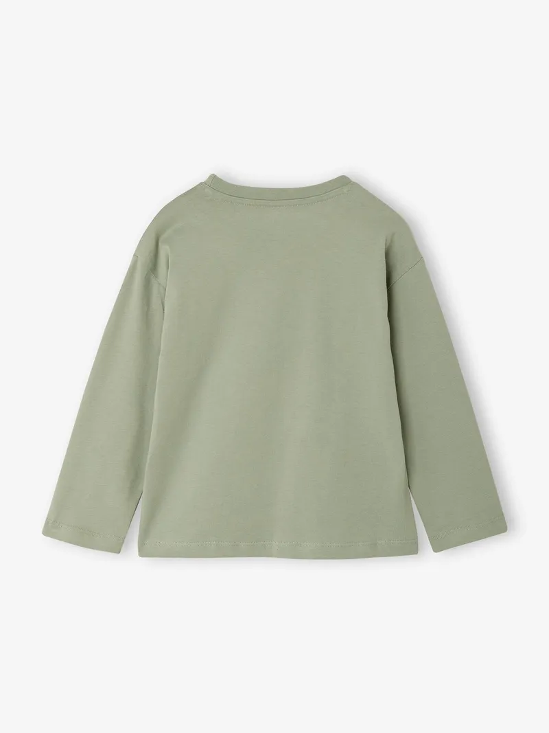 Vertbaudet Shirt mit Bouclé-Applikation Jungen Freeboard salbei, Salbeigrün, – Produktbild 2 von 3