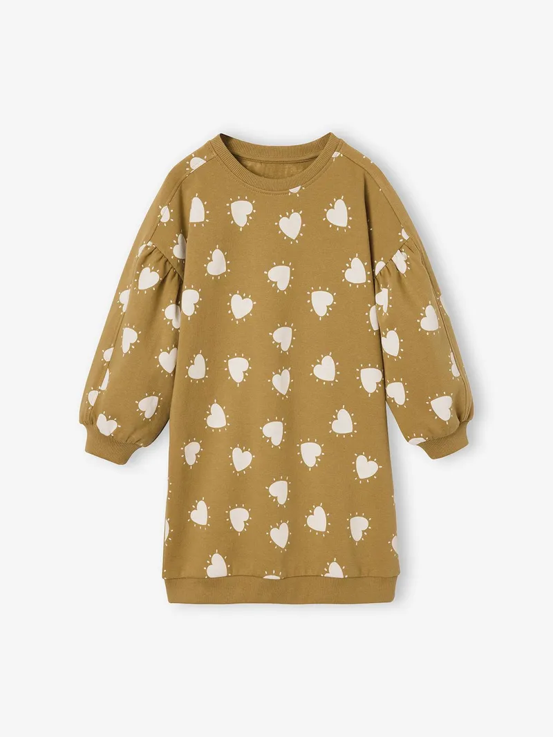 Vertbaudet Kurzes Sweatkleid Mädchen, Olivgrün, – Produktbild 2 von 3