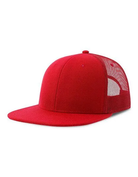 Atlantis Headwear Atlantis Headwear Mesh Cap Truckercap Flacher Schirm, Rot/rot, – Produktbild 2 von 3