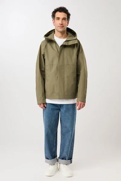LangerChen LangerChen Kapuzenjacke mit verdeckter Knopfleiste, Stone moss (grün), – Produktbild 1 von 4