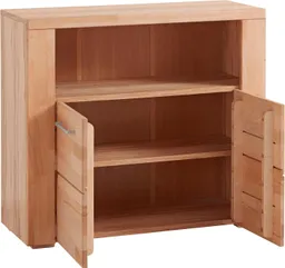 OTTO home Kommode Celle, 90cm breit, 35cm tief, Fronten Massivholz, Holz massiv, Holzwerkstoff, Metall Griffe,3 breite Fächer – Produktbild 1 von 1