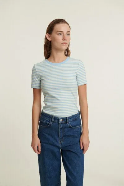 Basic Apparel Basic Apparel Ludmilla T-Shirt mit Rundhalsausschnitt aus Bio-Baumwolle, Hellblau (dutch) (canal) (vanilla), – Produktbild 1 von 4
