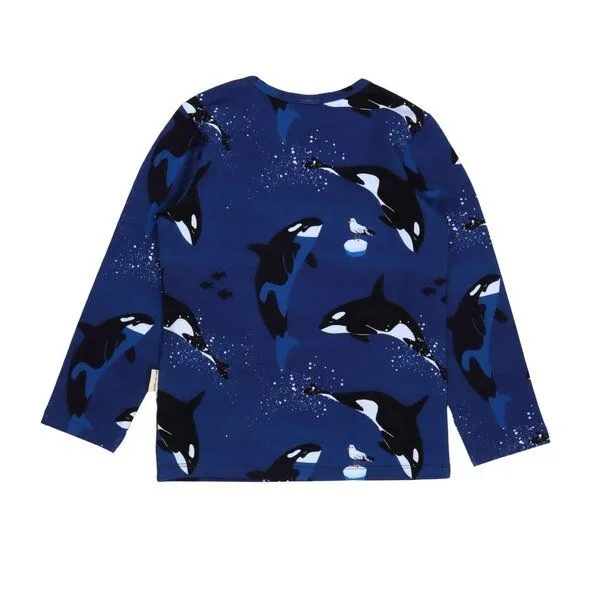 Walkiddy Kleinkinder Langarmshirt Playful Orcas aus weicher Baumwolle von Walkiddy, Dunkel blau, – Produktbild 3 von 3
