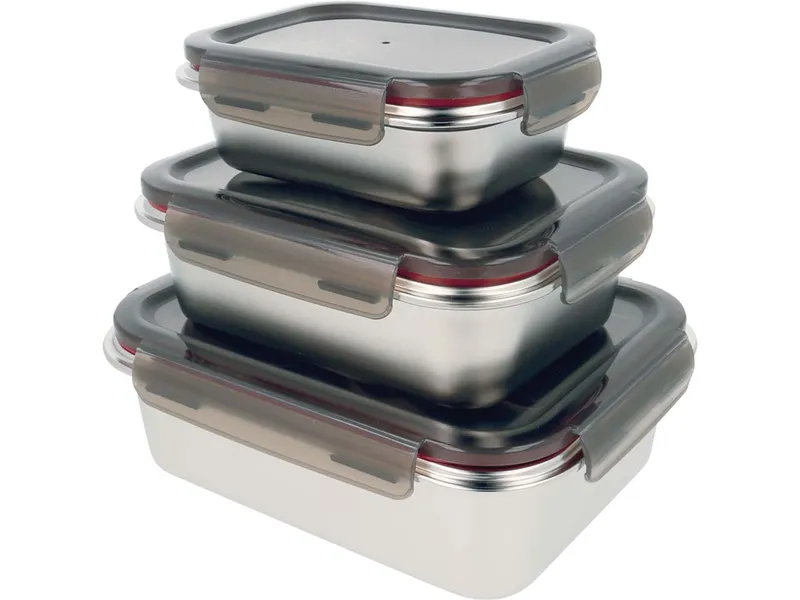 Metaltex Metaltex 3er-Set Frischhaltedosen aus Edelstahl mit PP-Deckel – Produktbild 1 von 1