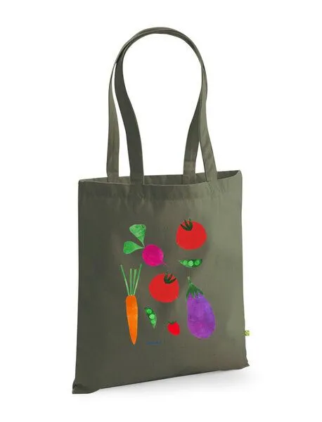 MelaDi MelaDi Tragetasche / Tote Bag aus Biobaumwolle - Verdure auf Organic Green – Produktbild 3 von 3
