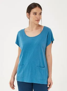 ORGANICATION ORGANICATION T-Shirt aus Bio-Baumwolle und Leinen mit Taschen – Produktbild 1 von 1