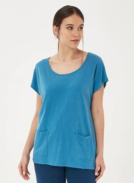 ORGANICATION ORGANICATION T-Shirt aus Bio-Baumwolle und Leinen mit Taschen, Ocean, – Produktbild 1 von 4