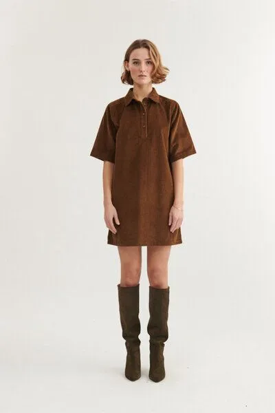 Basic Apparel Basic Apparel Polo Cord-Kleid ISA aus Bio-Baumwolle GOTS, Braun (desert palm), – Produktbild 1 von 4