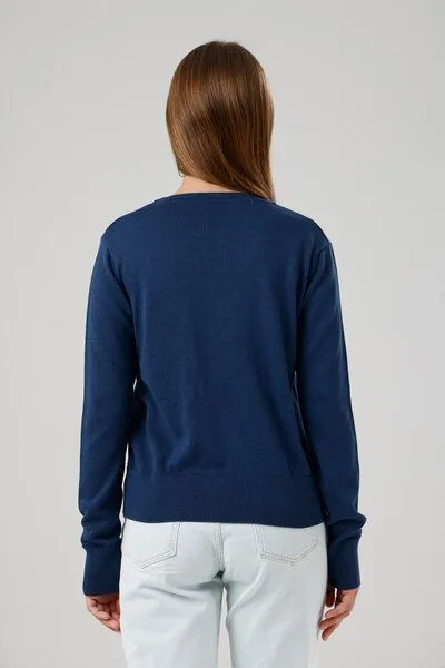 GORG GORG Damen Strickpullover mit Rundhalsausschnitt, Navy, – Produktbild 2 von 4